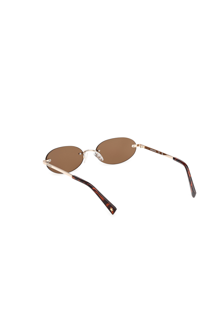 Small Oval Metal Sunglasses, Alternate, color, Gold / Brown