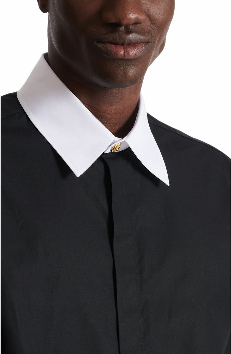Balmain Pb Two-Tone Poplin Shirt, Alternate, color, Black