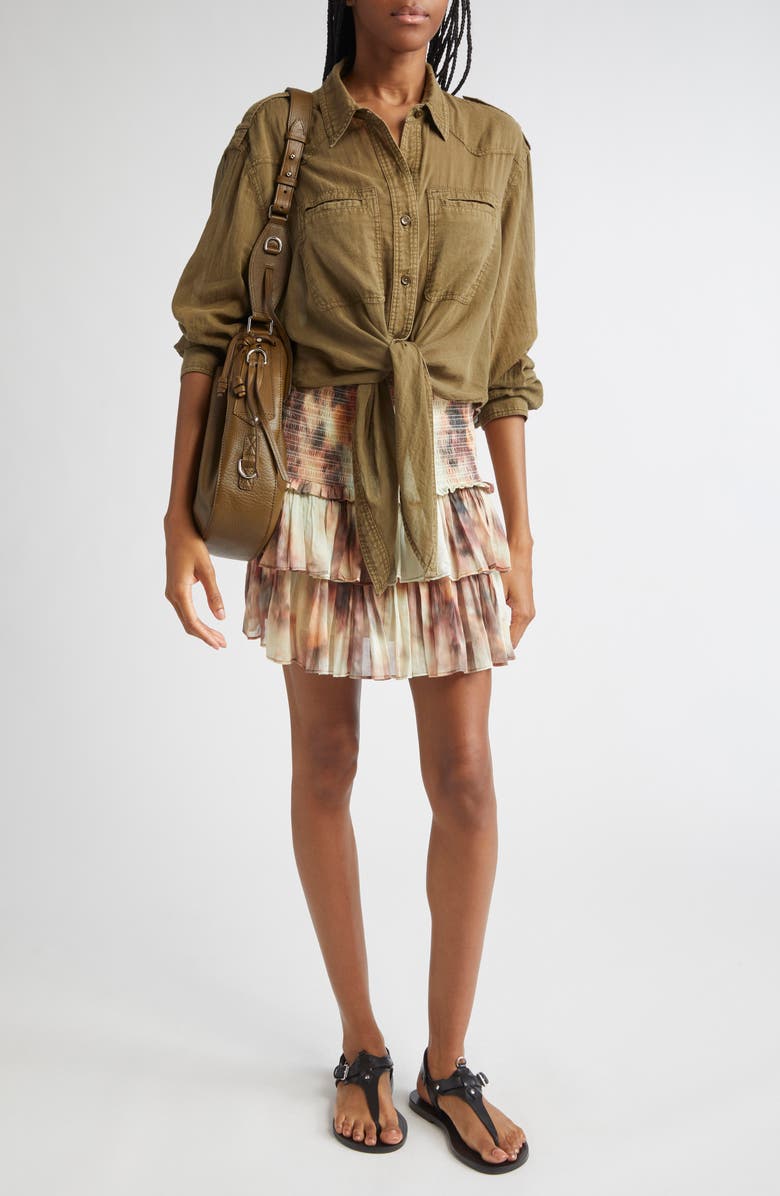 Isabel Marant Étoile Valiane Button-Up Tie Front Top, Alternate, color, Light Khaki