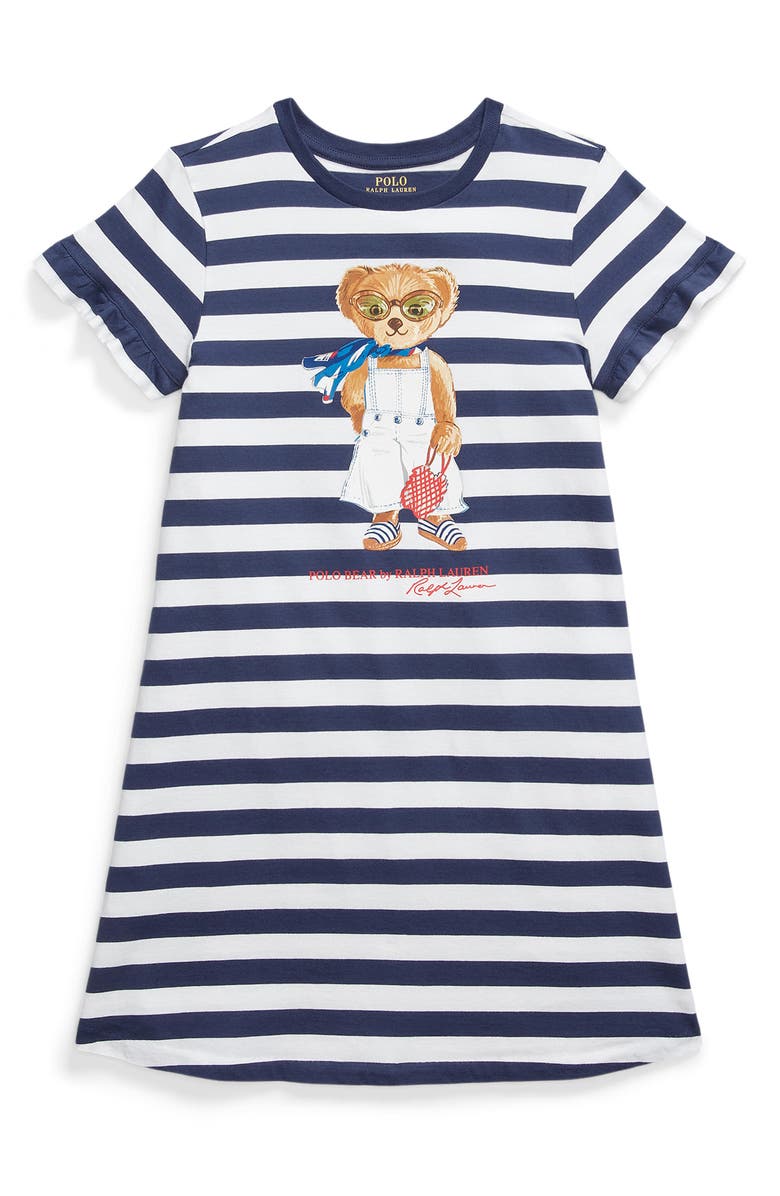 Polo Ralph Lauren Kids' Polo Bear Stripe T-Shirt Dress, Main, color, 