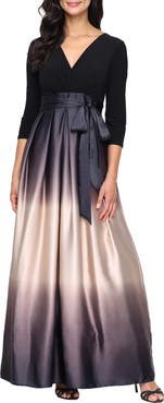 SL FASHIONS Jersey Bodice Ombré Satin A-Line Gown