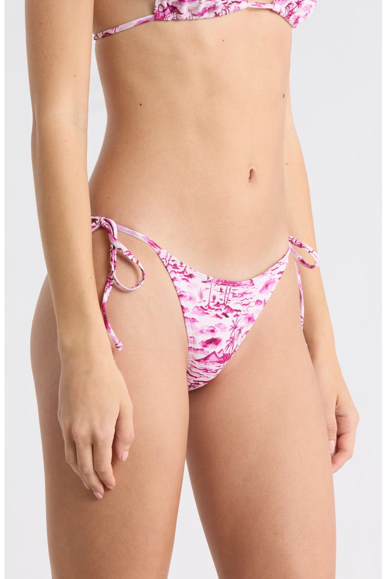 High Cut Side Tie Bikini Bottoms, Alternate, color, PINK