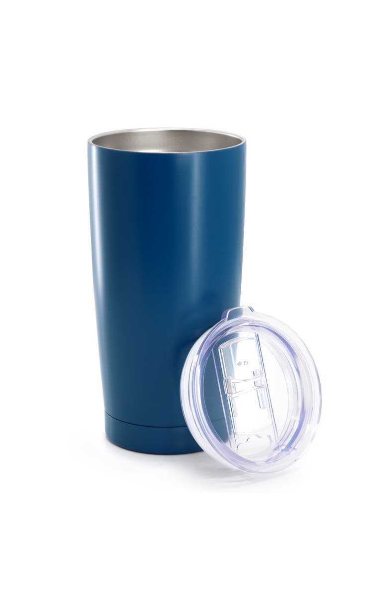 Gibson Home Marina 4 Piece 18 Ounce Double Wall Stainless Steel Thermal Tumbler with Acrylic Lid, Alternate, color, Blue