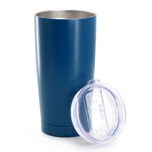 Gibson Home Marina 4 Piece 18 Ounce Double Wall Stainless Steel Thermal Tumbler With Acrylic Lid In Blue
