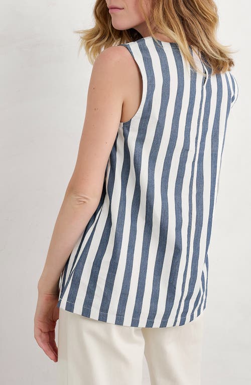 Seasalt Cornwall Sea Kissed Stripe Sleeveless Organic Cotton Swing Top In Scallion Stripe Yacht