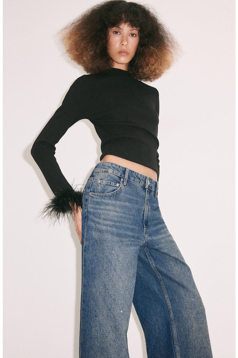 Allegra High Waist Wide Leg Jeans, Alternate, color, DARK BLUE