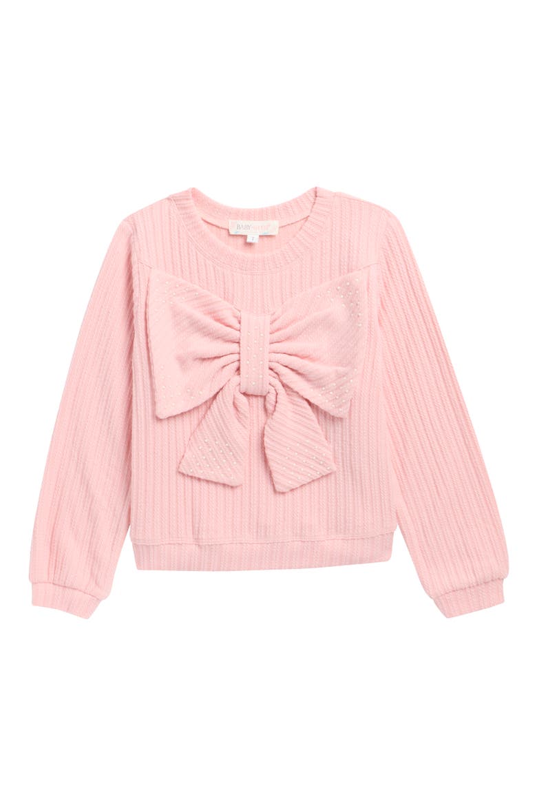Kids' Bow Pullover Sweater, Main, color, PINK