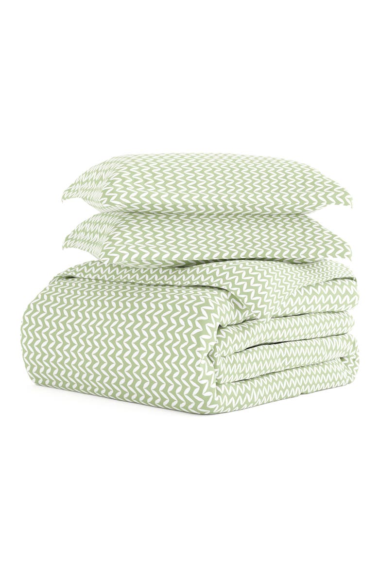 IENJOY HOME Premium Ultra Soft 3-Piece Puffed Chevron Print Duvet Cover Set, Main, color, SAGE