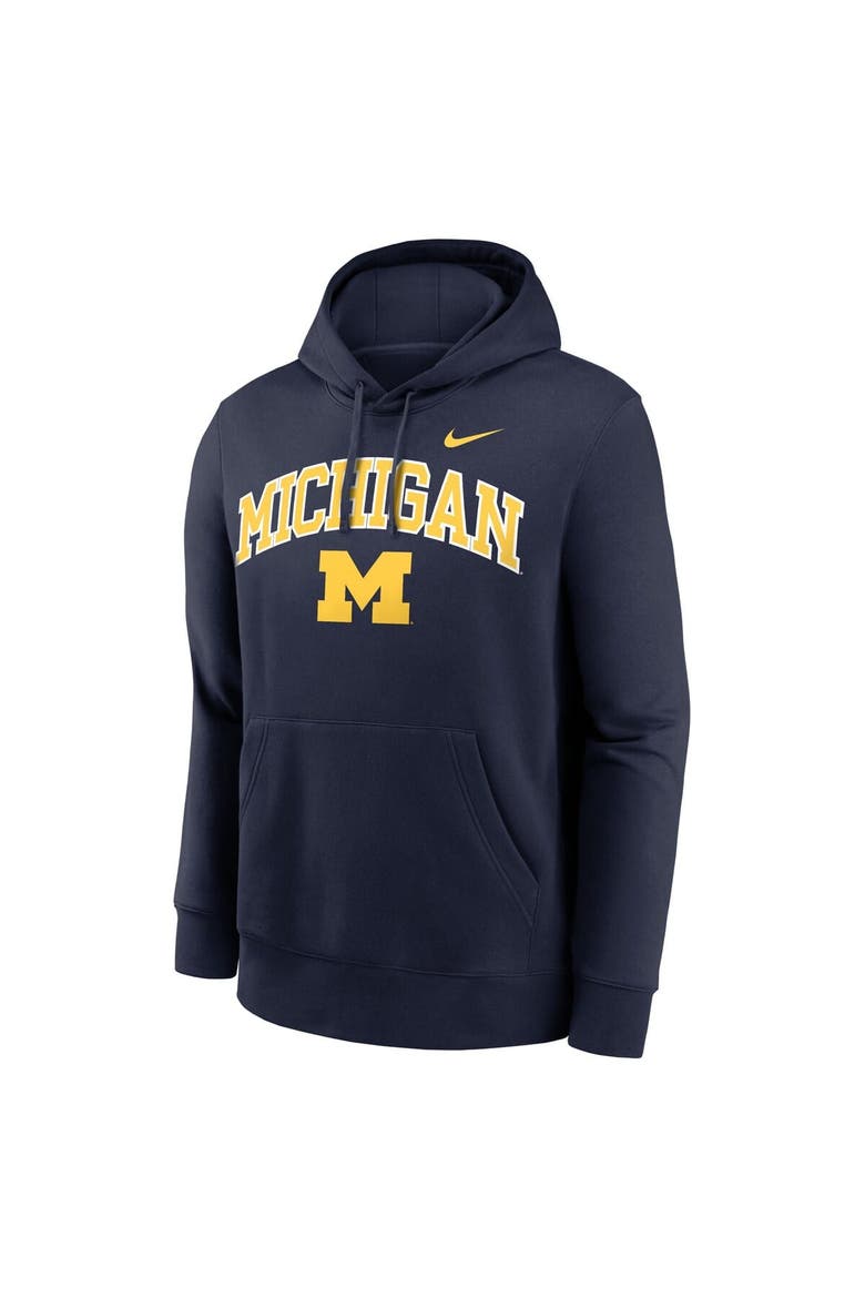 Men's Nike Navy Michigan Wolverines Club Fleece Arch Pullover Hoodie, Alternate, color, Navy