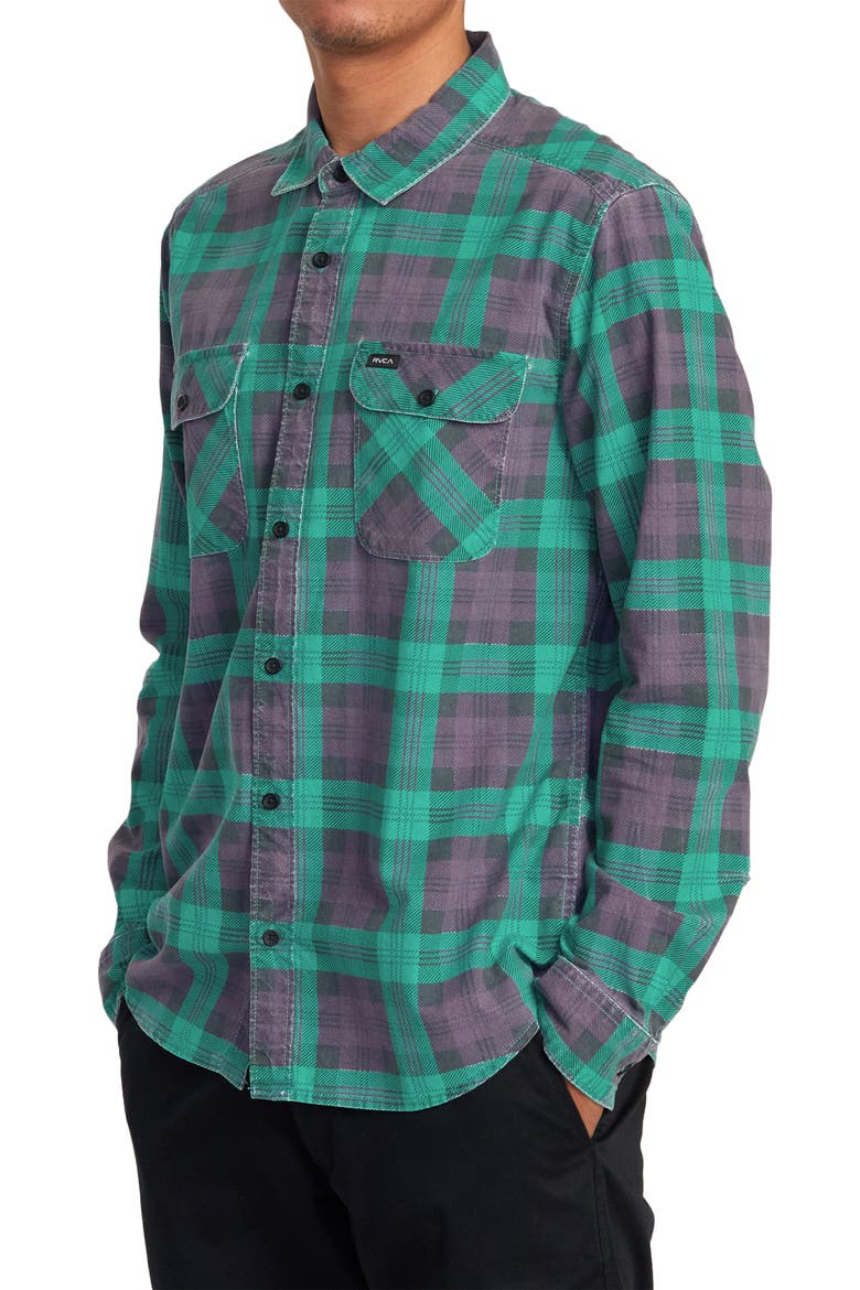 Panhandle Plaid Long Sleeve Button-Up Shirt, Alternate, color, PURPS