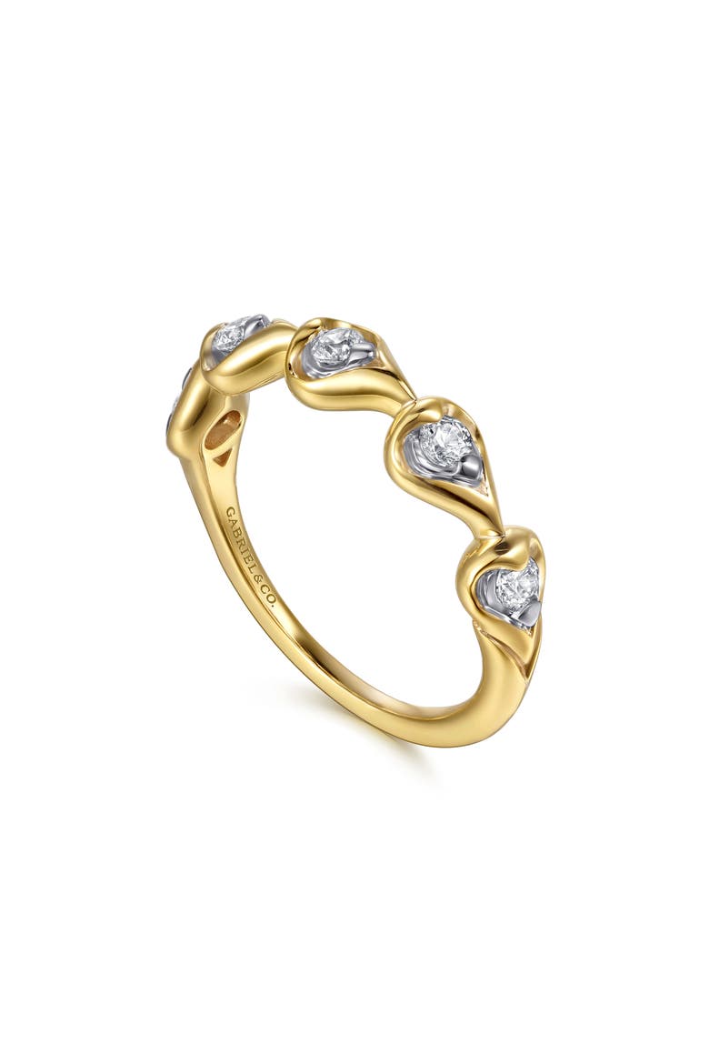 14k Gold Diamond Heart Ring, Alternate, color, 14K YELLOW/ WHITE GOLD
