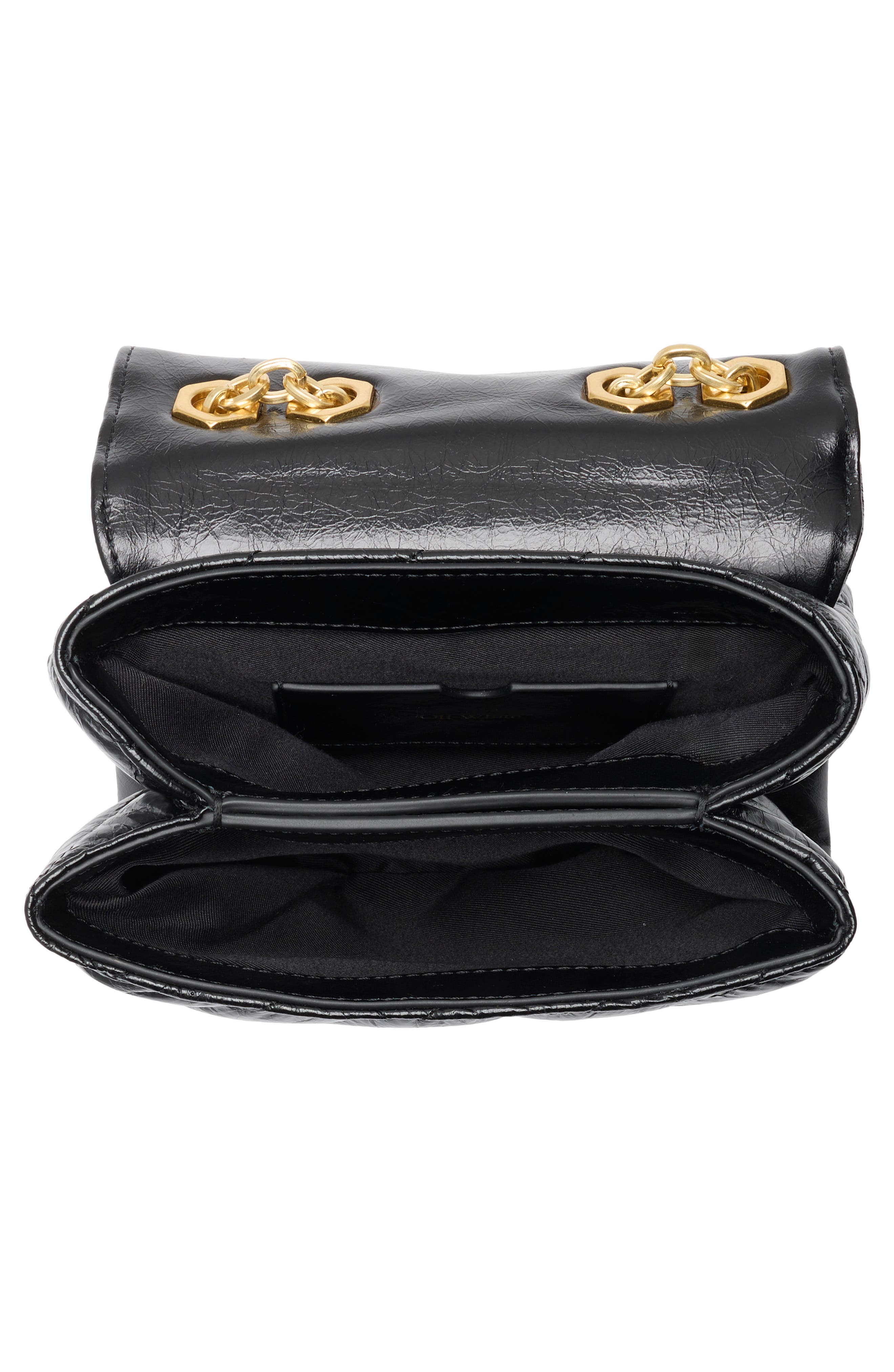 Off-White Jackhammer 17 Matelassé Leather Shoulder Bag, Alternate, color, Black