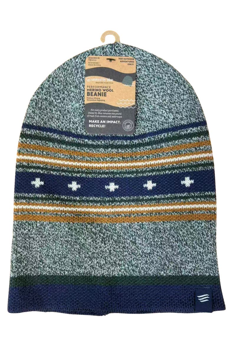 United By Blue The Merino Wool Slouchy Modern Fair Isle Beanie, Main, color, Teal