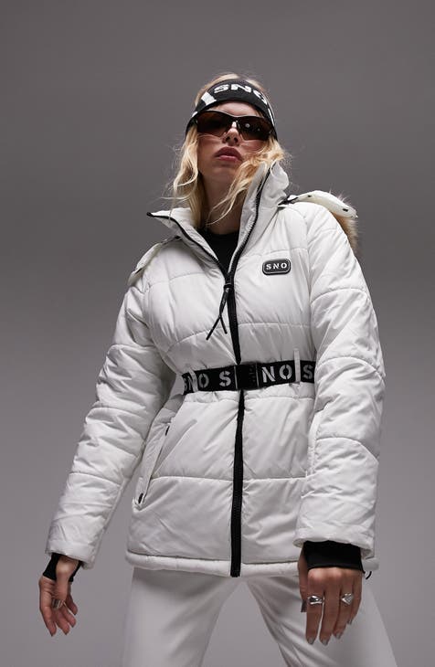 Sno Faux Fur Trim Belted Ski Coat