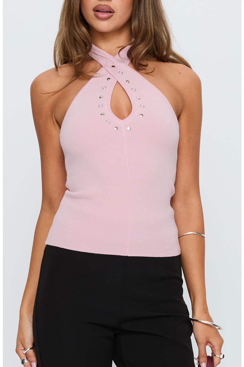 Glorious Stud Halter Top, Main, color, PINK