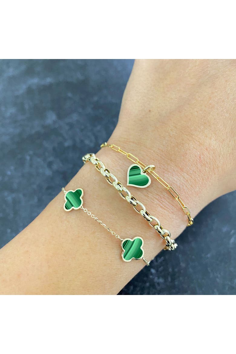 Small Malachite Clover Bracelet, Alternate, color, Malachite