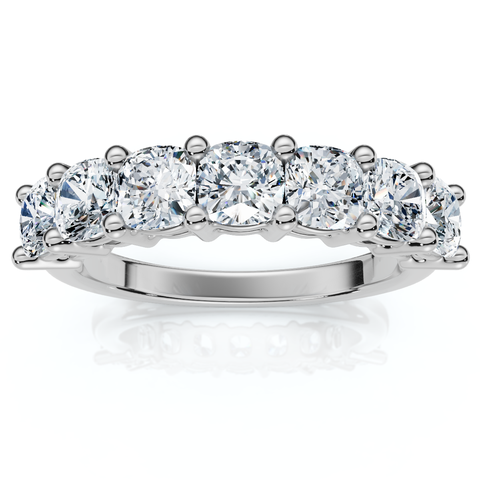 1 3/8Ct Cushion Cut Seven Stone Wedding Ring 14k Gold Lab Grown