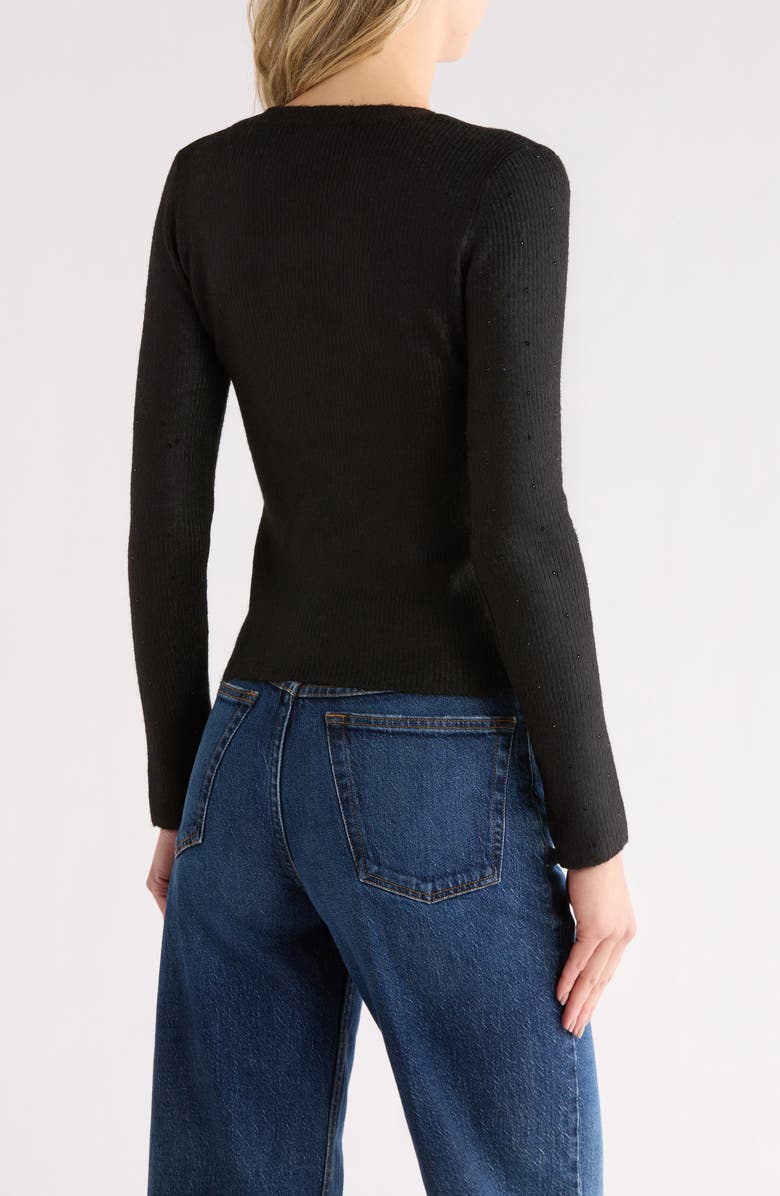 Madden Girl Rhinestone Ribbed Crop Sweater, Alternate, color, Black Combo