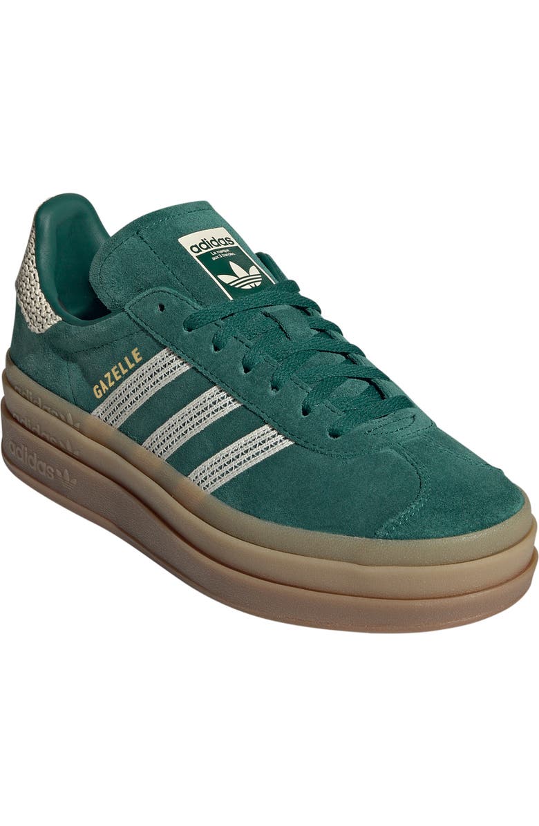 adidas Gazelle Bold Platform Sneaker, Main, color, Collegiate Green/White/ Gold