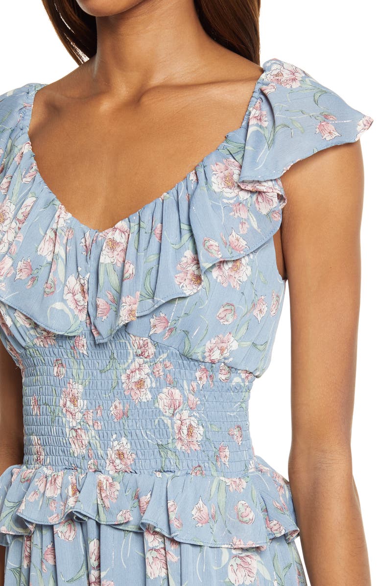 FLORET STUDIOS Luna Floral Smocked Midi Dress, Alternate, color,