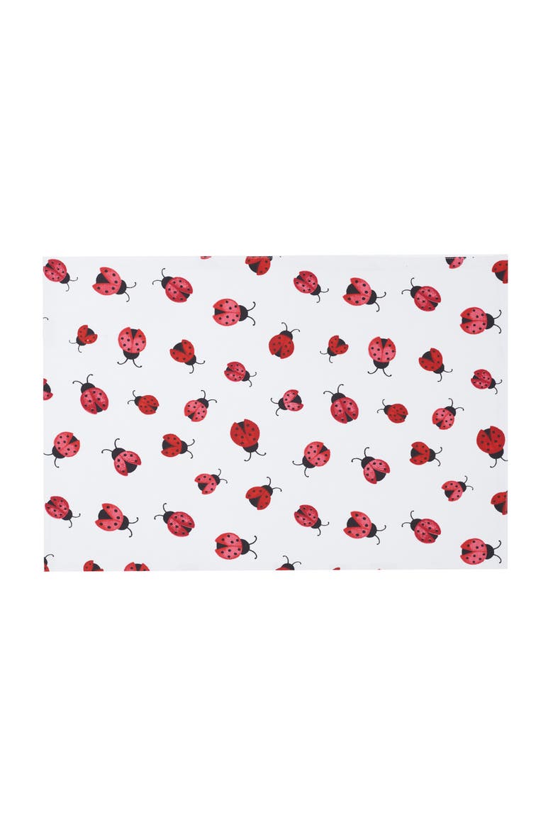 Ladybug 100% Cotton Set of 6 Spring Placemats 14" x 20", Main, color, Red