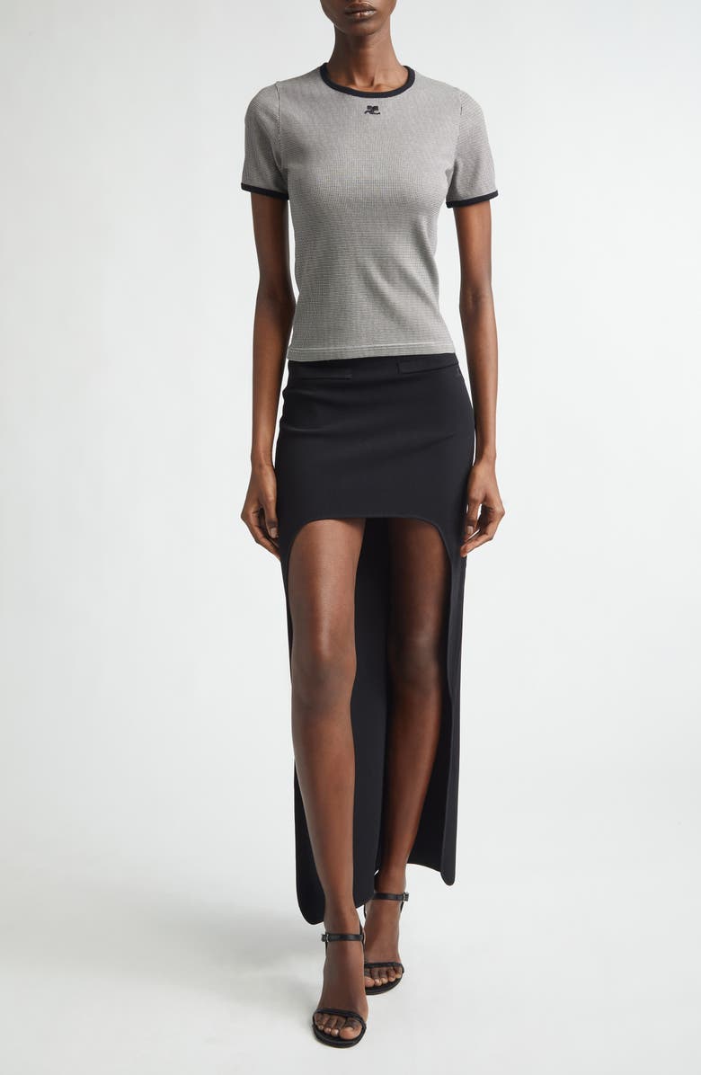 Courrèges Asymetric Knit Skirt, Alternate, color, Black