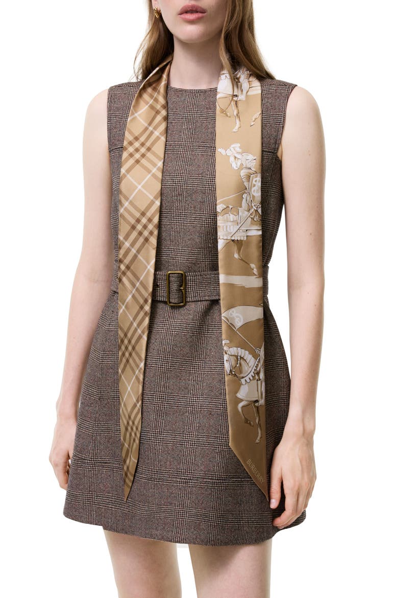 Archive Knight Skinny Silk Scarf, Main, color, FINCH BEIGE