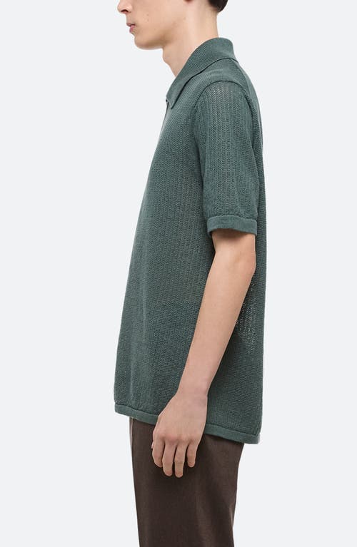 Helmut Lang Regular Fit Half Zip Linen Polo Sweater