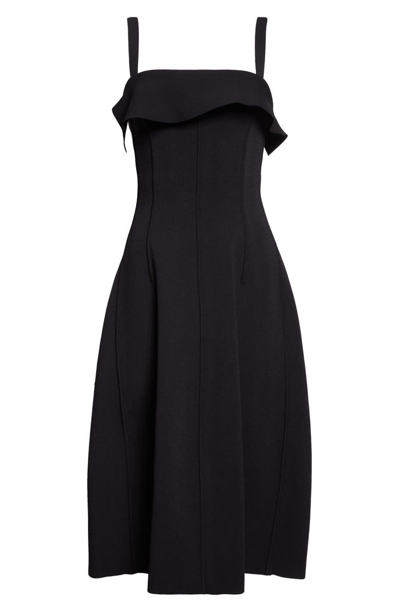 Proenza Schouler Blanca Compact Stitch Fit & Flare Sweater Dress, Alternate, color, Black