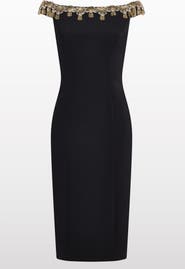 Jenny Packham Valorie Beaded Off-Shoulder Midi Dress