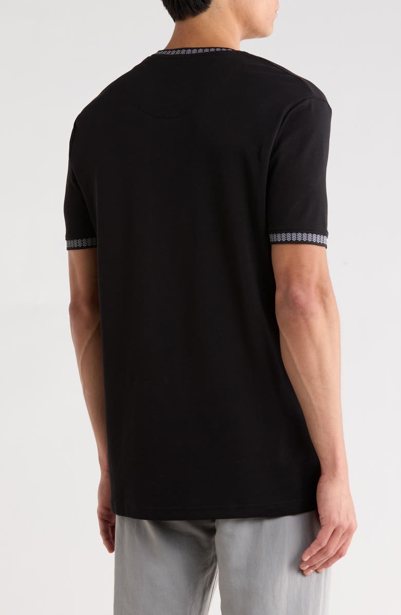 DENIM AND FLOWER Geometric Tipped Knit T-Shirt, Alternate, color, Black
