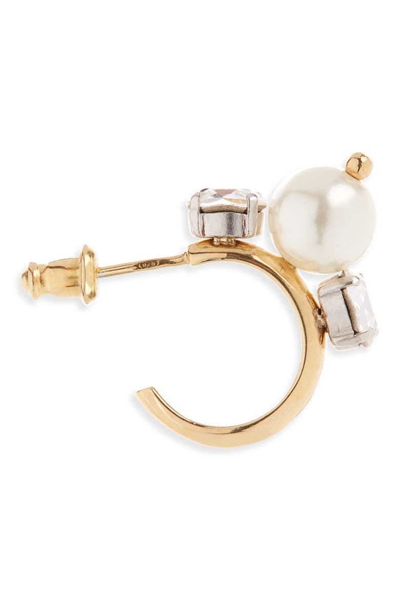Crystal & Imitation Pearl Hoop Earrings, Alternate, color, PEARL/ CLEAR