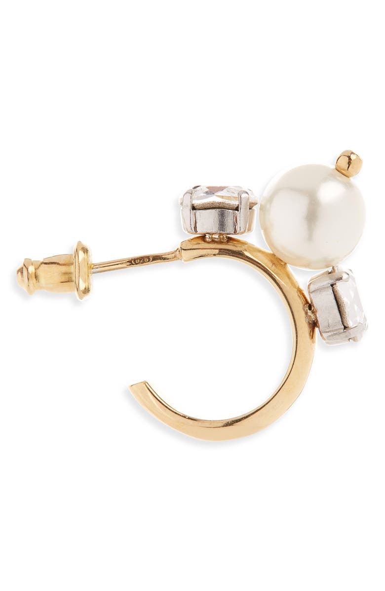 Simone Rocha Crystal & Imitation Pearl Hoop Earrings, Alternate, color,