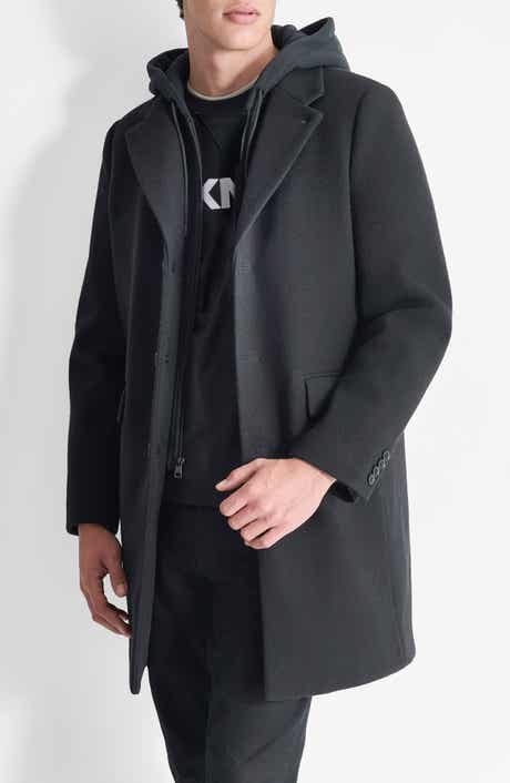 DKNY Water Resistant Felted Coat with Hooded Bib