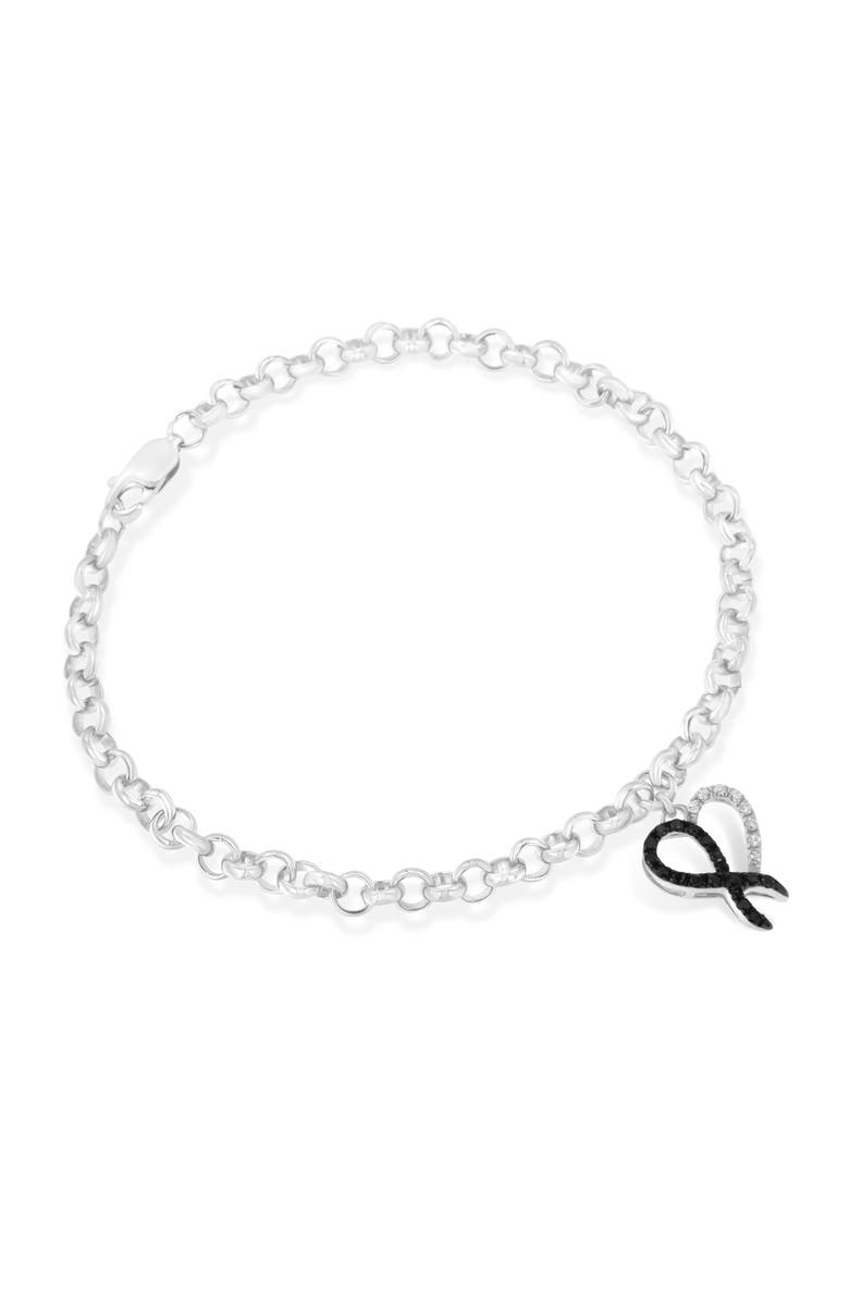 Haus of Brilliance Silver 1/6ct TDW Diamond Heart Charm Bracelet, Main, color, White