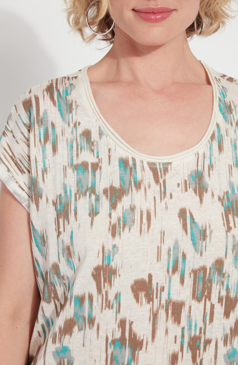 Lysse ́ Classic Print Stretch Linen T-Shirt, Alternate, color, Abstractstreaks