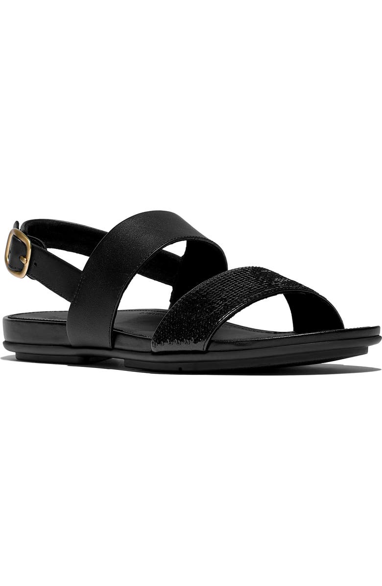 FitFlop Gracie Sequins Slingback Sandal, Main, color, Black