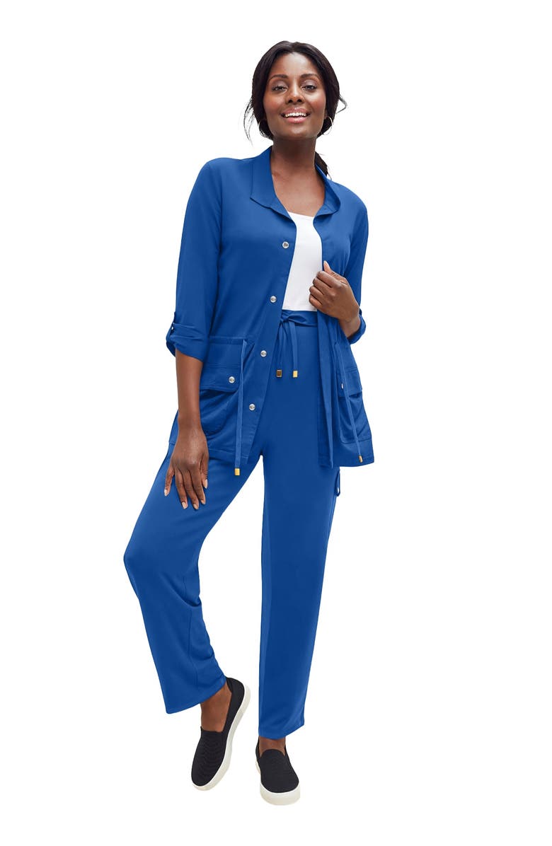 Jessica London 2-Piece Stretch Knit Cargo Set, Main, color, Dark Sapphire