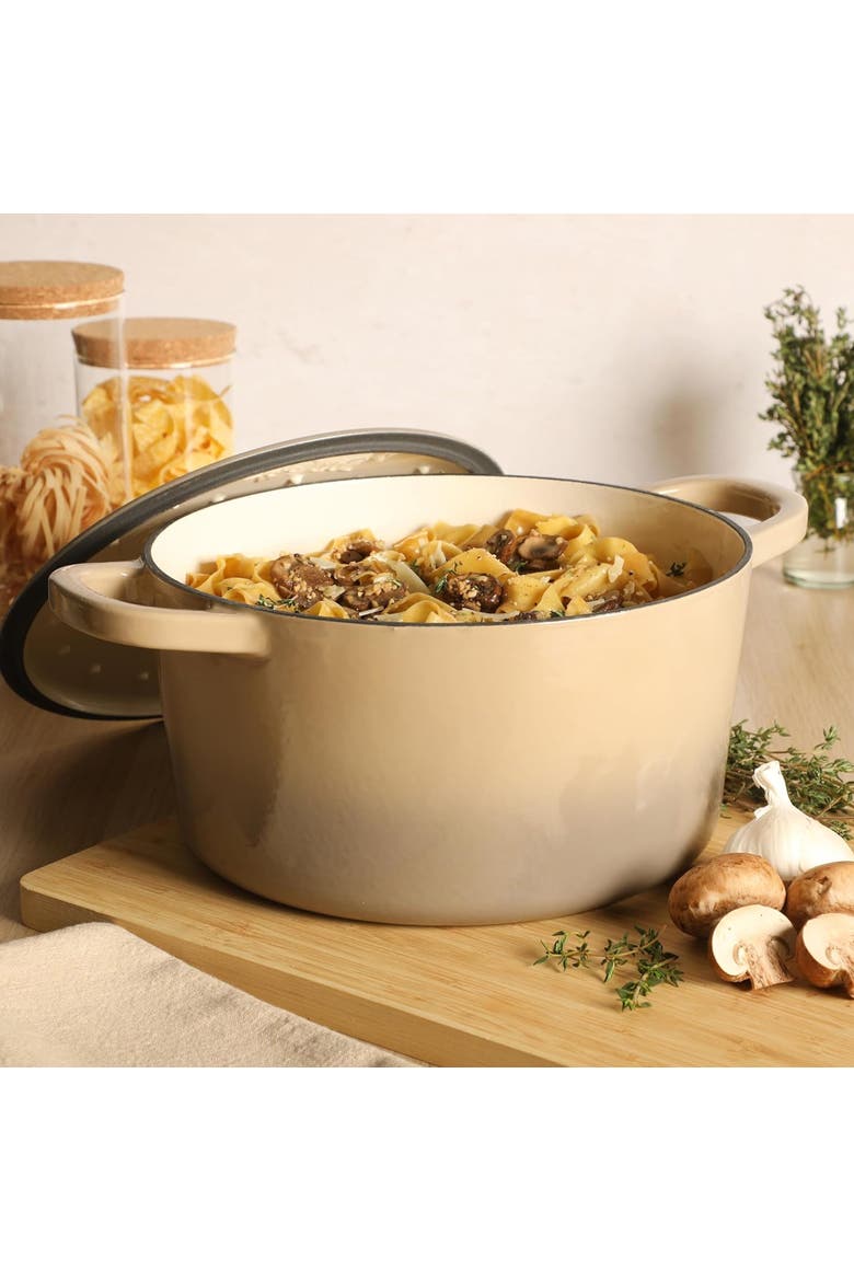 7 Quart Enameled Cast Iron Dutch Oven in Gradient Taupe, Alternate, color, Taupe