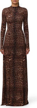 Naked Wardrobe Leopard Print Long Sleeve Maxi Dress