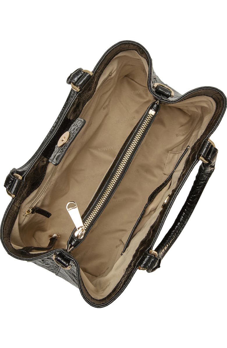 Brahmin Small Denise Croc Embossed Leather Satchel, Alternate, color, Black