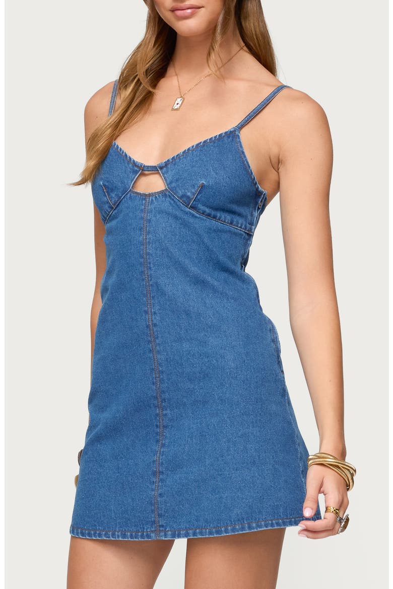 Maleeka Cutout Denim Minidress, Alternate, color, BLUE