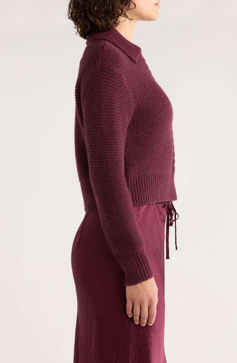 Marine Layer Everly Cable Detail Polo Sweater, Alternate, color, Fig