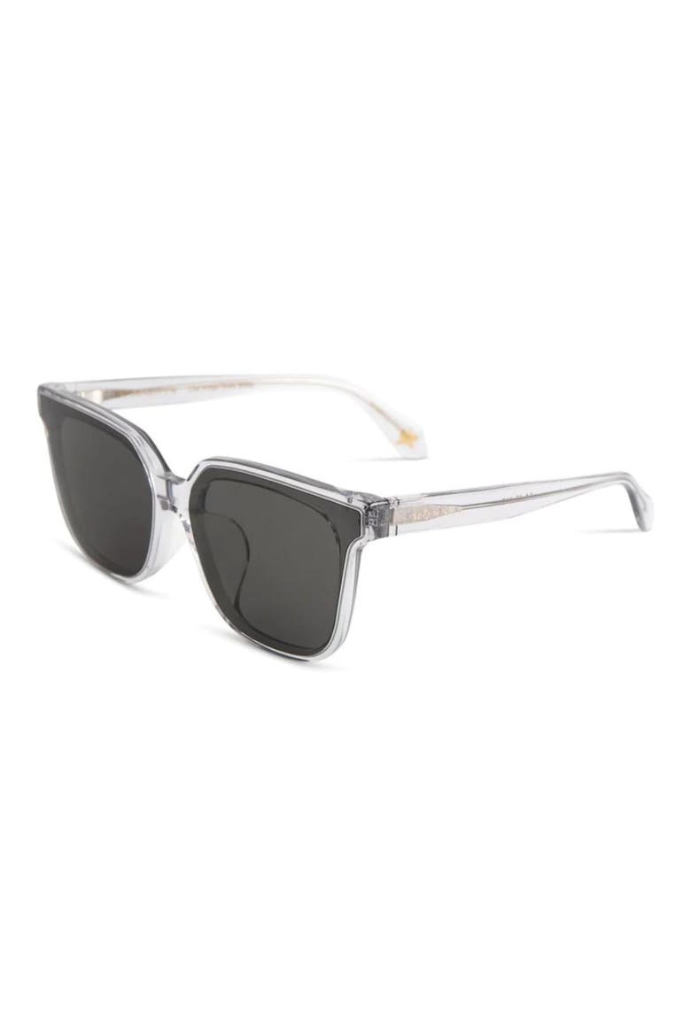 Malia 55mm Low Nose Bridge Wide Width Square Sunglasses, Alternate, color, SMOKE / GRAY LENSES