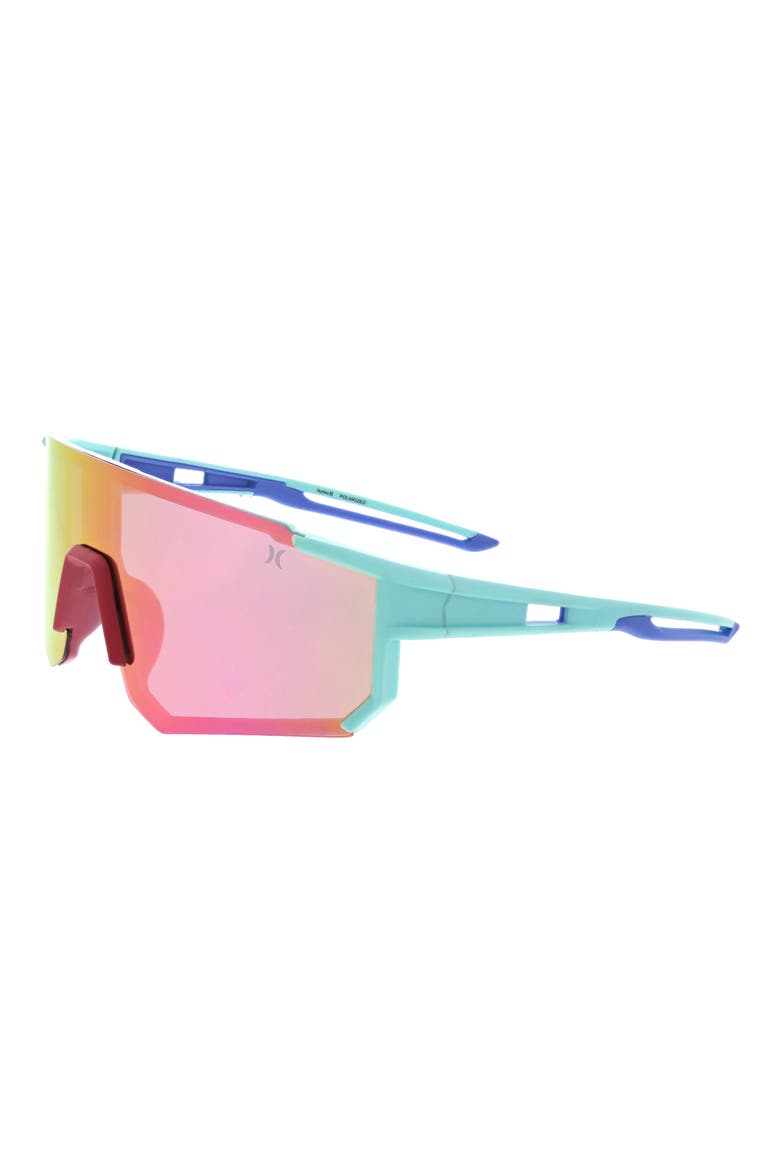 Semi Rim Polarized Shield Sunglasses, Alternate, color, BLUE / RAINBOW