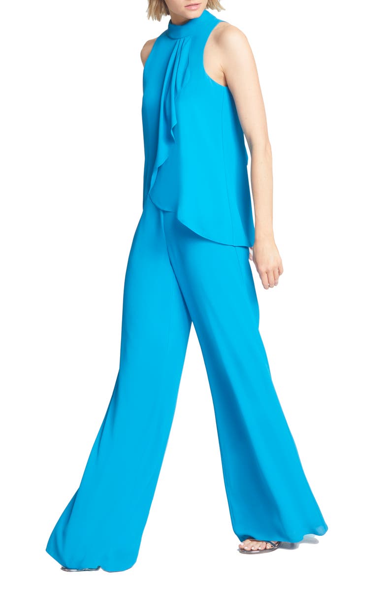 HALSTON Sleeveless Ruffle Bodice Jumpsuit, Alternate, color, 