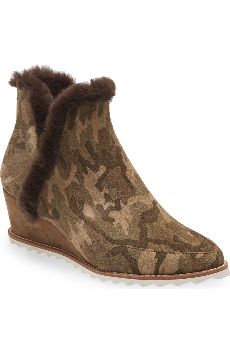 Pelle Moda Erin Faux Fur Trim Wedge Bootie, Main, color,