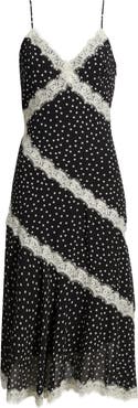 Lucy Paris Mina Polka Dot & Lace Slipdress