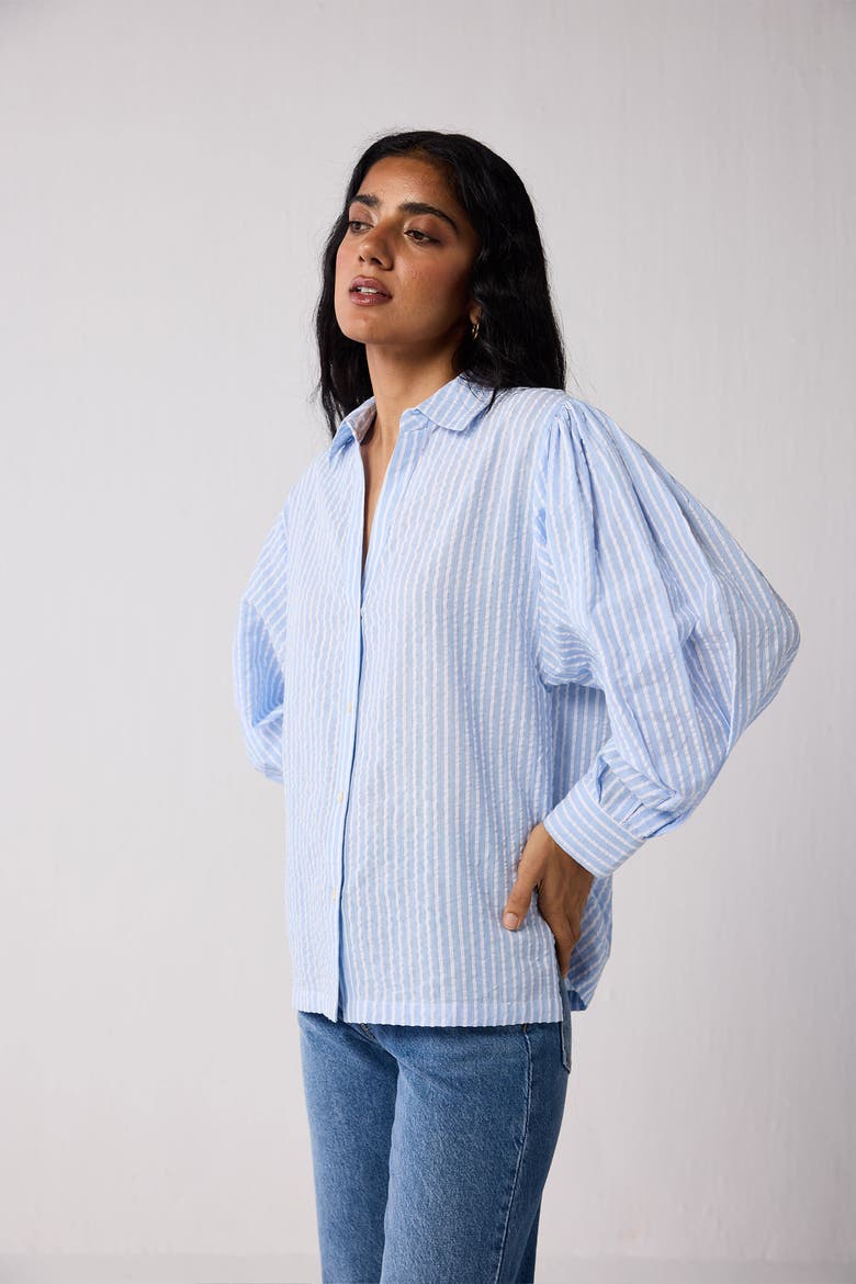 Shirt with Long Balloon Sleeves, Alternate, color, Cloudline