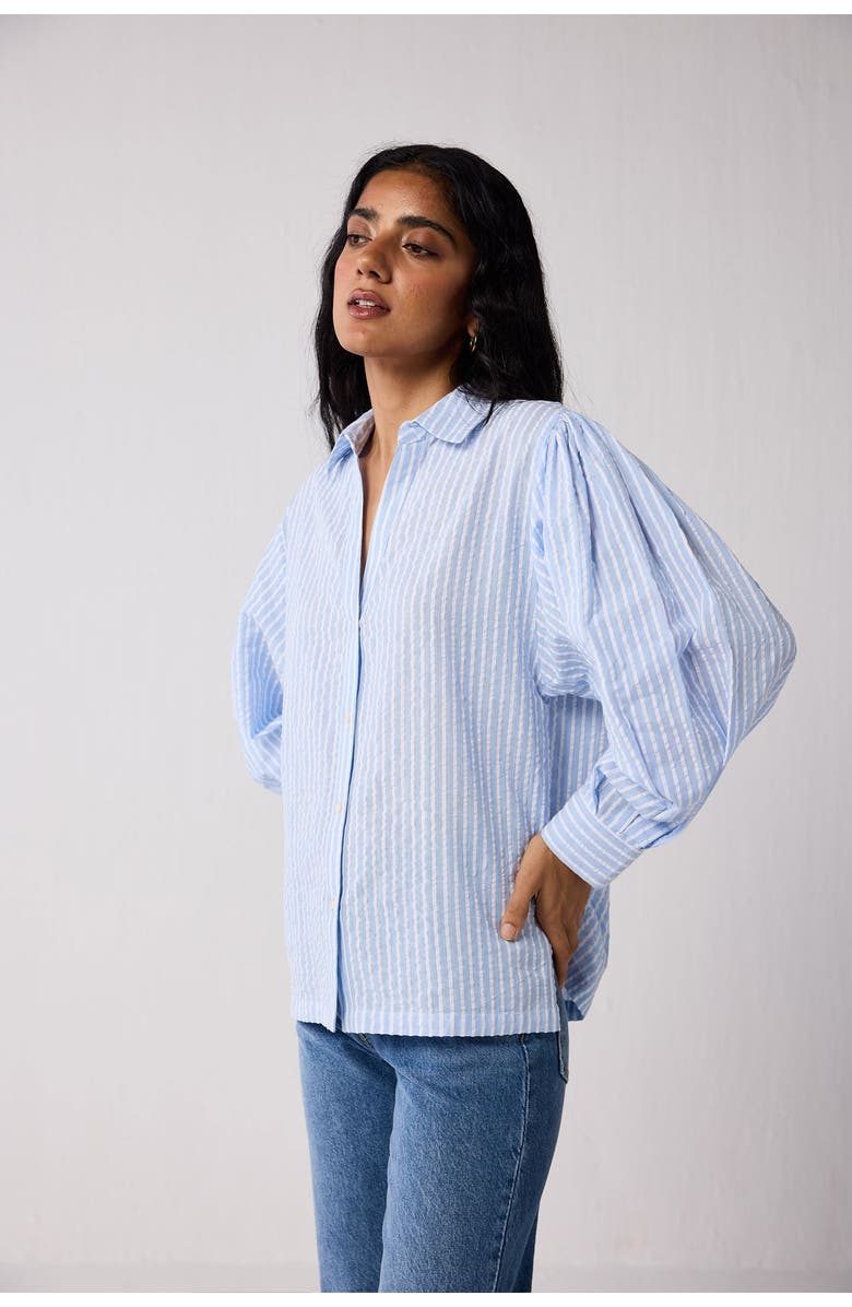Reistor Shirt with Long Balloon Sleeves, Alternate, color, Cloudline